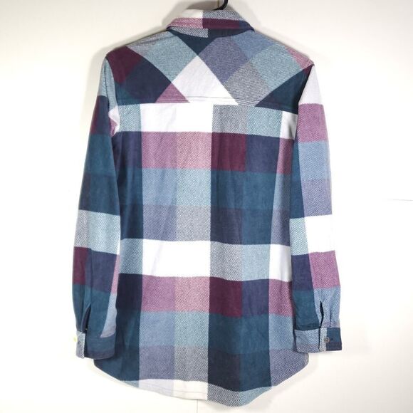 Eddie Bauer Women's Sz Small Multicolor Plaid Fleece Flannel Button Down Shirt - Picture 8 of 11